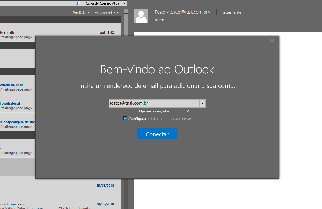 Suporte - Outlook 2013 / 2016 IMAP - MCO2 Hospedagem de sites